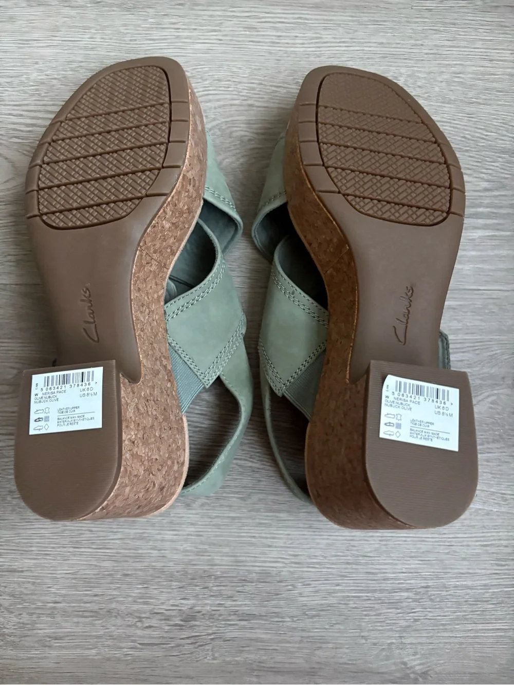 Clarks Green Crisscross Slingback Wedge Sandals